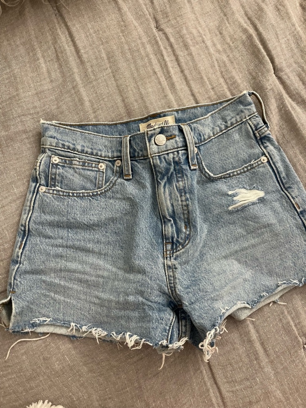 Madewell Light Wash Relaxed Distressed Denim Cutoff Shorts